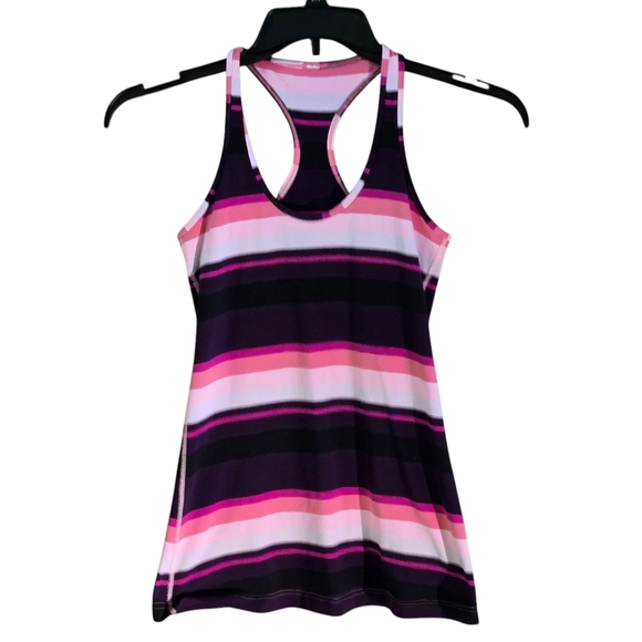 RARE Lululemon Cool Racerback Tank Striped Rib Paris Pink (2012 Release) size XS - Picture 1 of 9